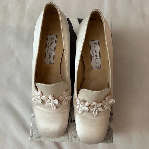 Vintage Kenneth Cole Satin Wedding Shoes. Cream Colour. Size 9 - Picture 1 of 10